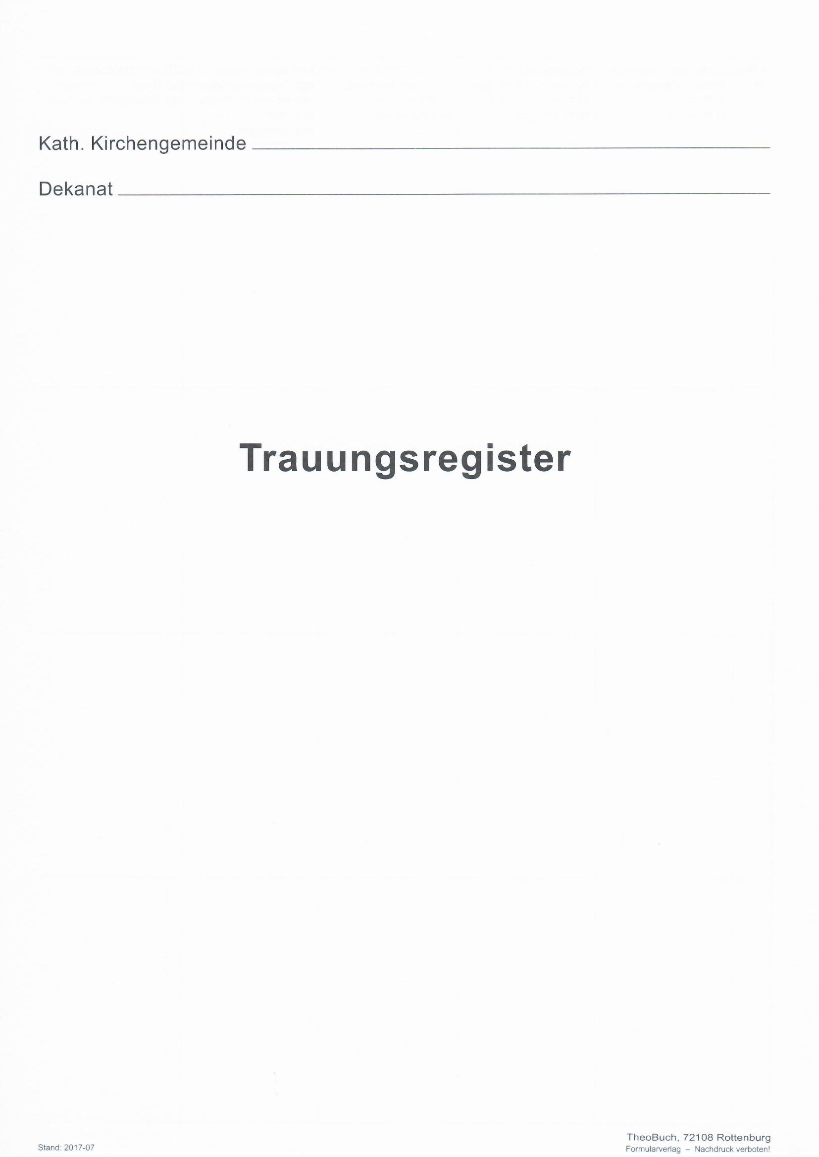 13.011a Trauungsregister - Titelbogen, lose
