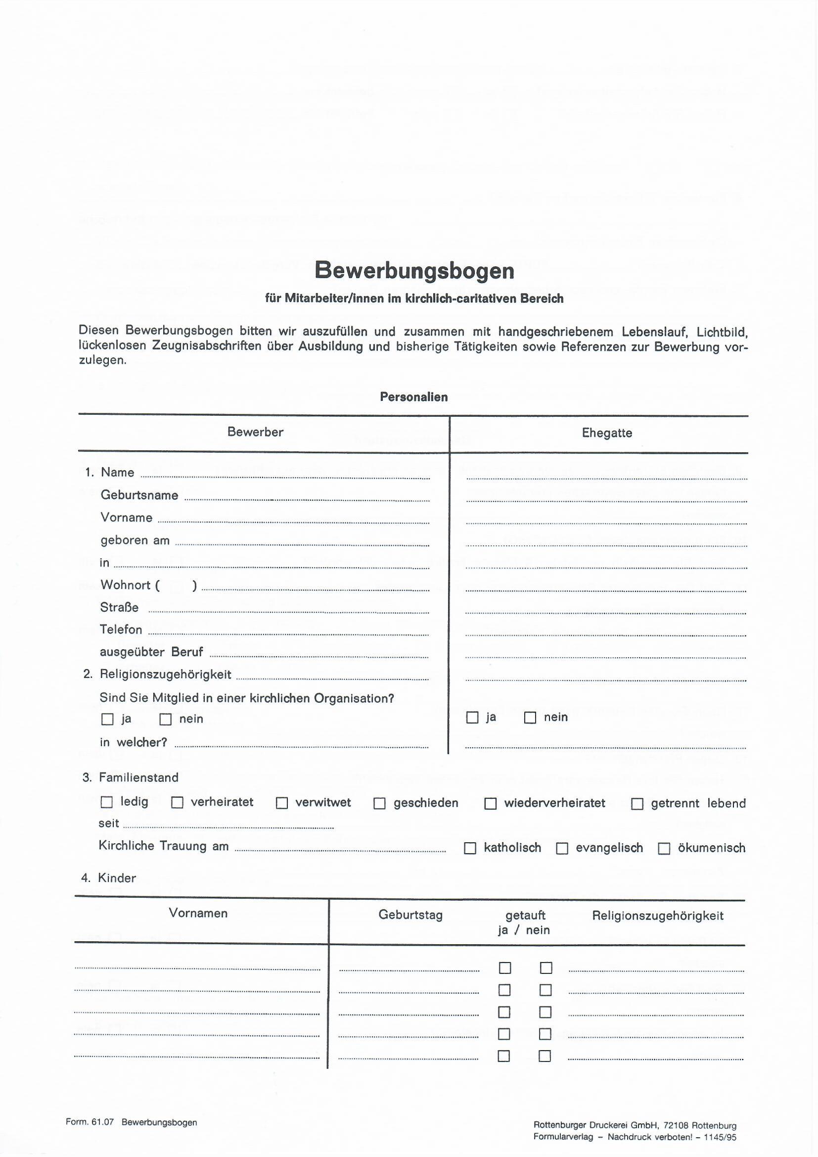 61.07 Bewerbungsbogen für Mitarbeiter/innen im kirchlich-caritativen Bereich