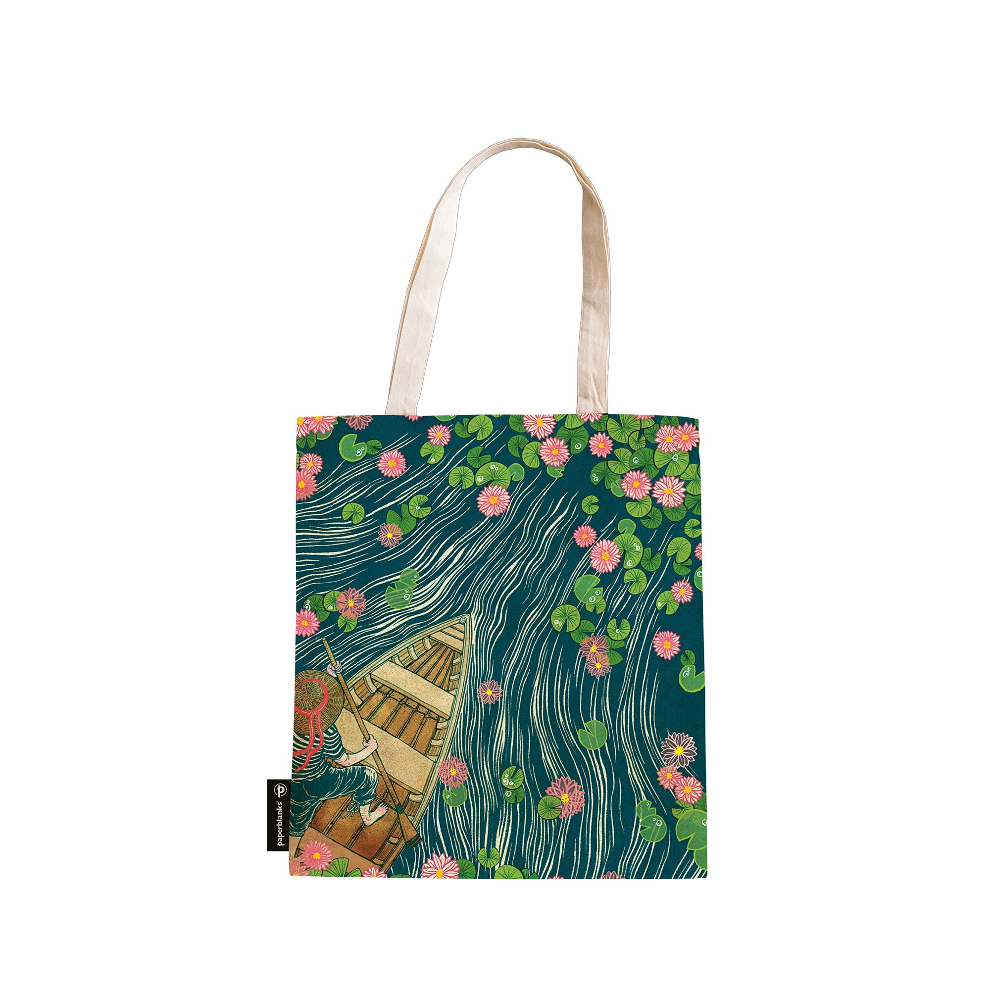 Jutebeutel Fluss der Lotosblüten (100% Baumwolle, 38x38x9 cm)