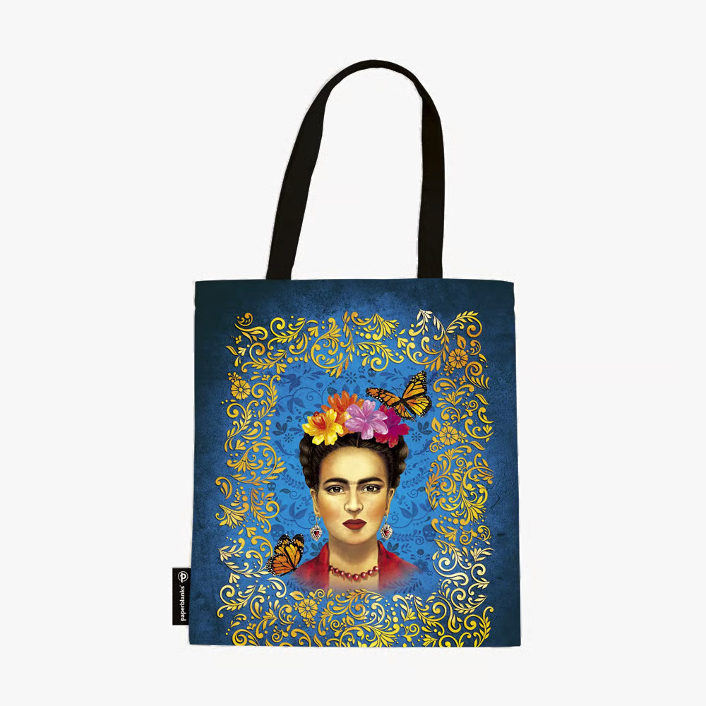 Jutebeutel Das farbenfrohe Porträt - Viva Frida (100% Baumwolle, 38x38x9 cm)