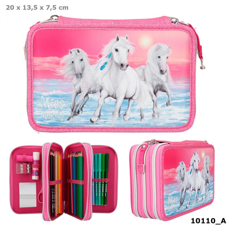 Federmäppchen Miss Melody 3-fach rosa mit Glitzer 10110