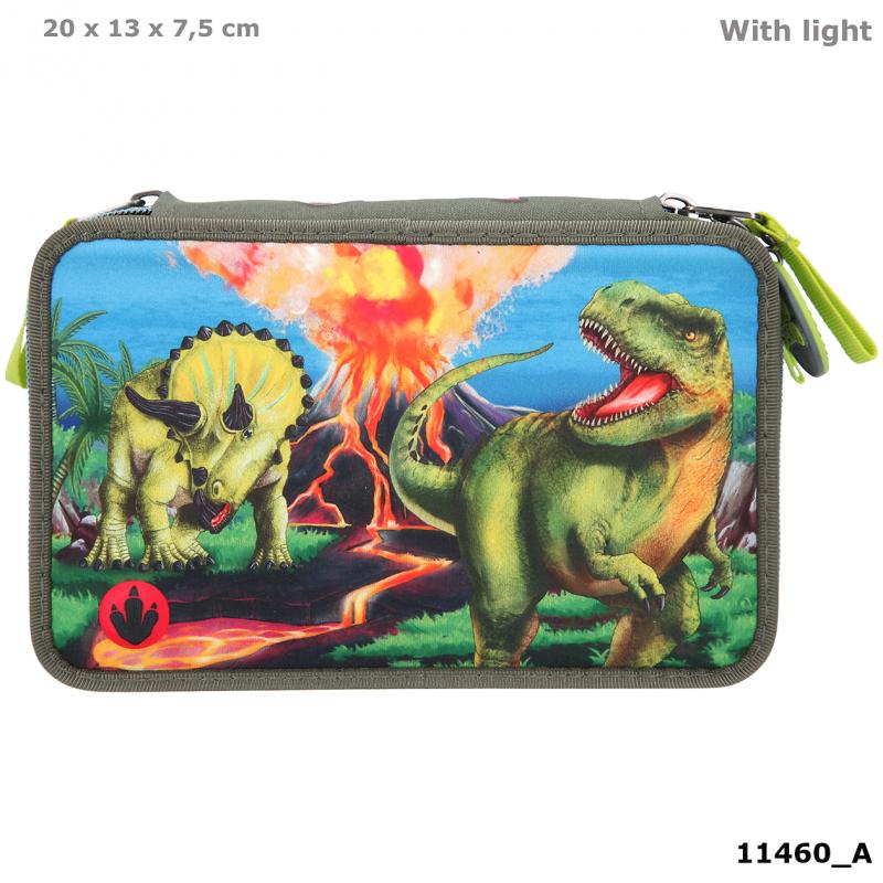 Dino World 3-Fach Federtasche LED 