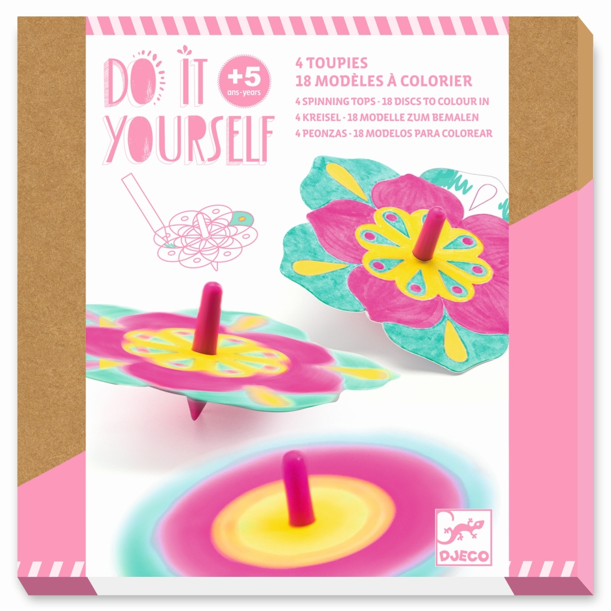 Do it yourself: Kreisel zum Bemalen Blumen