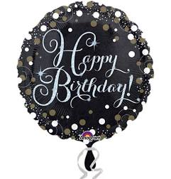 Heliumballon Black Happy Birthday 45cm 209100