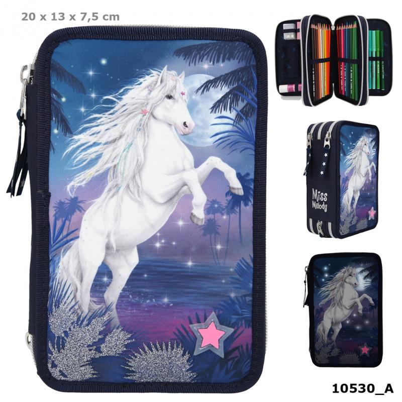 Federmäppchen 3-fach blau mit LED Melody Miss 10530