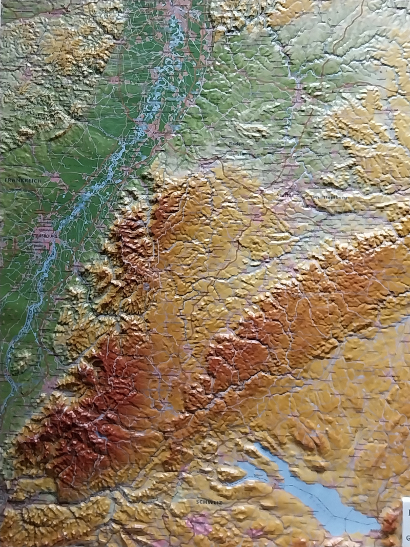 3D-Relief - physisch Baden-Württemberg