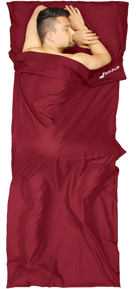 Hüttenschlafsack Mikrofaser Bordeauxrot